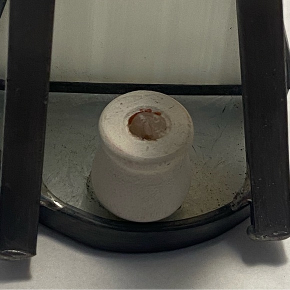 Vintage Angel Figurine White Stained Glass cooper halo art glass Sculpture - Picture 5 of 16